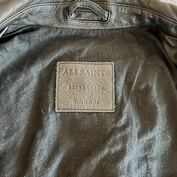 Vintage-Inspired AllSaints Conroy Crinkled Leather Biker Jacket - Picture 6 of 11